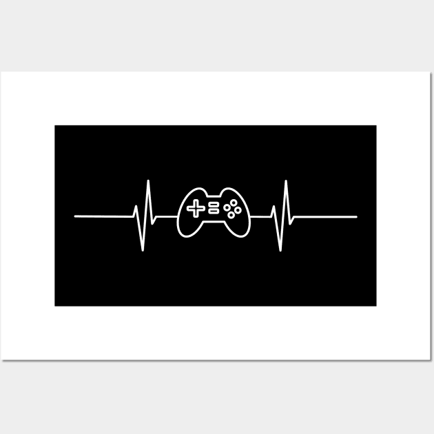 Joypad Heartbeat - White design Wall Art by Warp9